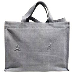 Designer bag tote bag beach bag Large capacity denim shopping bag Midsummer type men's women cool handsome handbag denim canvas bag 40cm