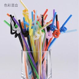 Drinking Straws 200Pcs Plastic Bendable Disposable Beverage Wedding Decor Mixed Colours Party Supplies