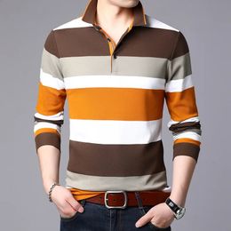 Striped Design Men s Brand Polo Shirt Long Sleeves Fashion Spring Autumn Clothes Plus Asian Size M-3XL 4XL 5XL 240327