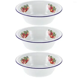 Dinnerware Sets 3pcs Vintage Enamelware Soup Bowl Household Storage Basin Retro Enamel