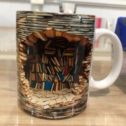 Mugs 3D Bookshelf Mug Ceramic Water Cup Coffee Tea A Library Shelf Book Lovers Birthday Christmas Gift