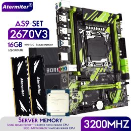 Motherboards Atermiter X99 AS9 Motherboard Kit Set with Xeon E5 2670 V3 CPU LGA20113 Processor DDR4 16GB 2 X 8GB 3200MHz Memory REG ECC RAM