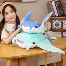 Movies TV Plush toy 45-90cm Kawaii Blue Devilfish Plush Toy Kid Sleeping Pillow Green Stuffed Animal Manta Ray Soft Doll Mobula Cute Gift for Friend 240407