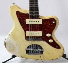 Heavy Relic 03962 Jazzmaster Vintage White Jaguar Electric Guitar Wide Lollar Pickups Nitrocellulose Lacquer Paint Red Pearl 1298885