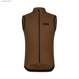 Men's T-Shirts 2024 New Updated Winter Windproof And Thermal Fece Cycling Vest 2 layer Gits With 3 Back pockets Brown H240407