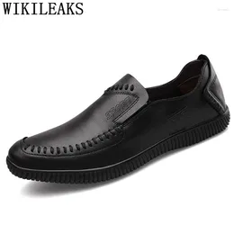 Casual Shoes Driving Men Leather Mens Genuine Loafers Venting Hole Sepatu Slip On Pria Ayakkabi