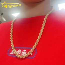 Anpassade fina smycken 6mm 18k Real Solid Gold Cuban Chain Diamond Cut Rope Hip Hop Necklace
