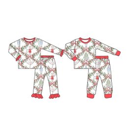 Custom Style Boys Girls Long Sleeve Pants Pajamas and Blankets Nutcracker Pattern Printed Milk Silk Fabric 240312