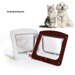 Cat Carriers Inteligence Controal Pets Enterance Gates Simple White Brown Fashion 4 Way Free To Get In And Out Door Small Kitty Puppy