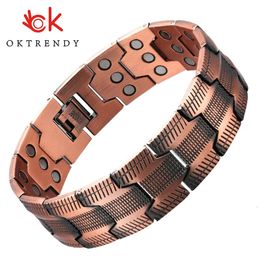 1PCS 3X Copper Bracelet for Men Pure Copper Magnetic Bracelet for Joint Pain with Strength Magnets Therapy Jewelry Gifts For Men 240402