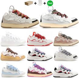 Luxury Casual Shoes Designer Sport Sneakers Men Women Platform Trainers Suede Leather Curb Sneakers Calfskin Double Laces Shoes Jogging Walking Trainer Size 36-46