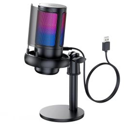 Microphones Gaming Microphone USB Condenser PC Mic for Podcasts Videos Streaming Condenser Mic with Quick Mute, Pop Filter