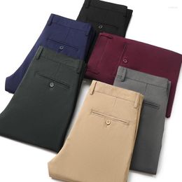 Men's Pants 6 Colours Spring Classic Straight Casual Business Work Wear Trousers Khaki Army Green Grey Black