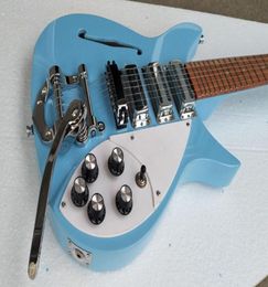 JohnLennon 325 Semi Hollow Body Light Blue Electric Guitar Short Scale Length 527 MM Bigs Tremolo Tailpiece Single F Hole Lacquer 6366830