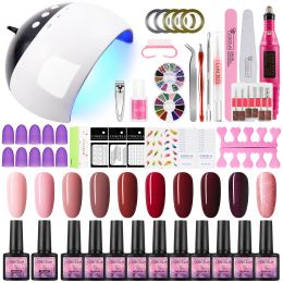 Medicine Nail Gel Polish Set with Drill Hine Semi Permanent Hybrid Gel Varnish All for Manicure Manicure Set Nail Art Tools