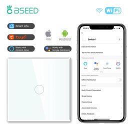 Intercom Bseed 1/2/3gang Wifi Touch Switch 1/2/3way Smart Light Switches Glass Panel Tuya Google Smart Life Alexa Alice App Control