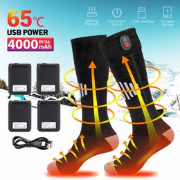 Rechargeable Thermal Heated Socks Warm Snowmobile Skiing Outdoor Sport Foot Warmer Hiking Cycling Winter 240322