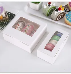 Gift Wrap 10pcs Transparent Window Kraft Paper Baking Box 2/4 Grain Candy Handmade Cake West Point Muffin For Part Weeding