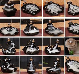 24 Style Ceramic Burner Fragrance Lotus Holder Censer Creative Aromatherapy Backflow Incense Cones Burner Stick Incense Censer1980456