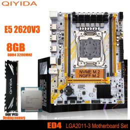 Motherboards Qiyida X99 motherboard set ED4 LGA20113 XEON E5 2620 V3 CPU 1 x 8GB 3200MHZ DDR4 RAM NVME M.2 NGFF M.2
