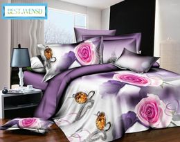 Bedding Sets Drop 4pcs Winter Bed Covers Comforter King Double 3d Rose Dobby Wedding Gift Home Beddengoed High-quality