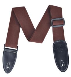 Guitar Strap Brown Retro Polyester Woven for Acoustic Electric Bass Guitars with Genuine Leather Ends6930712