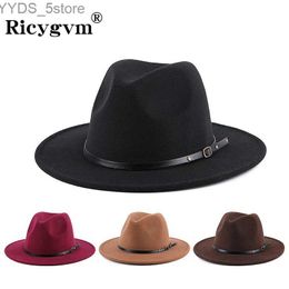 Wide Brim Hats Bucket Fedora mens hat solid Colour imitation wool jazz elegant womens retro wide church wedding bowler yq240407