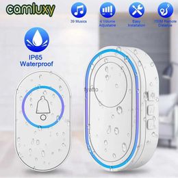 Doorbells Camluxy wireless doorbell 39 music LED flash safety alarm outdoor IP65 waterproof smart home kit H240407