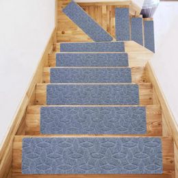 Carpets Stair Carpet Self-adhesive Silent Non-slip Leaf Embossed Step Floor Mat Rug Household Supplies