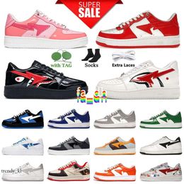 Bapestar Shoe Stask8 Designer Men Shoes Size 36-42 Blue Red Green Low Men Women Leather Skateboarding Sneakers Trainers Outdoor Shark Bapessta Shoes 473