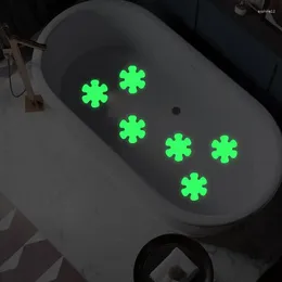 Bath Mats 6PCS Bathroom Safety Stickers Self Adhesive Shower Glow In Dark Sticker Flower Shape Waterproof Anti Slip Sticky Strips