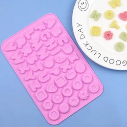 Baking Moulds Silicone Chocolate Mold 45 Letter Pattern Buttons Fire Paint Wax Vertical Mould XG1080
