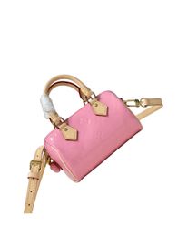 New Women's Bag Pink Cowhide Patent Leather Handbag Crossbody Bag Pillow Bag M81879