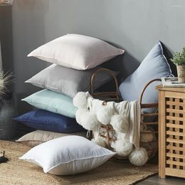 Pillow Solid Colour Cover Washed Vintage Edged Pillowcase Living Room Bed Decorative 45x45cm