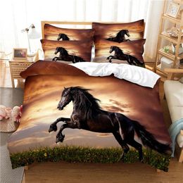 Bedding Sets Horses /pet Dog /pug Duvet Cover For Single Double Bamboo Fibre Quilt Set 3 Pcs Dropship Bedclothes Bedset