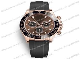 Mens Rose Gold Watch 2813 Sports Automatic Mechanical M116515ln 40mm Chocolate Dial Natural Rubber Strap No Chronograph Fashion Me3765778