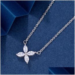 Pendant Necklaces Sterling Sier Womens Four-Leaf Clover Horse Eye Seiko Fashion Light Niche High-End Collarbone Necklace Drop Delive Dhp12