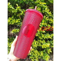 Stanleiness Tumblers 710ML Plastic Coffee Mug Bright Diamond Starry Straw Cup Durian Cups Gift Product UAP8