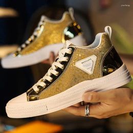 Casual Shoes European Men's Winter Fashion Breathable Board High Top Sequin Gold Sports A2