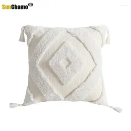 Pillow Handmade Beige Diamond Wave Cover With Tassels Moroccan Style 45x45cm/30x50cm HomeDecoration Sofa