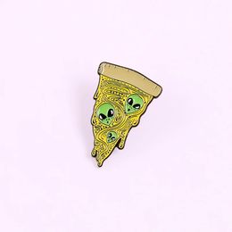 Alien Pizza Custom Pins Funny Design Enamel Pin Metal Brooches Badge Denim Clothes Accessories Women Pin Fashion Gifts Wholesale