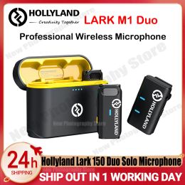 Microphones Hollyland Lark M1 Duo 2.4Ghz Wireless Lavalier Microphone with Charging Case for Interview Vloging Live Streaming Microfone Mic