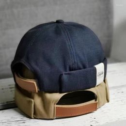 Berets 2024 Fashion Unisex Retro Cotton Beanies Bonnet Adjustable Brimless Hat Outdoor Skullcap Sailor Cap Beanie For Men