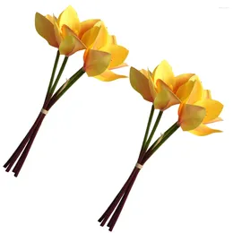 Decorative Flowers 2 Pcs Artificial Fall Colour Antlers Bridesmaid Bouquet Faux Orchid Silk For Home Decor