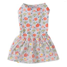 Dog Apparel Cute Puppy Dress Daisy Mesh Decor Floral Pattern Flexible Comfortable Beautiful Breathable Girl For Dogs Summer