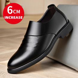 Casual Shoes Genuine Leather Men's Flat / 6CM Heightening Elevator Business Formal Man British Wedding