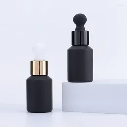 Storage Bottles 200pcs/lot 1oz 30ml Black Coated Oblique Shoulder Round Essential Oils Glass Jar With Dropper Cap