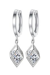 OMHXZJ Whole Jewelry fashion star for Woman gift 925 Love Window Sugar Cube Sterling Silver buckle Hoop Earrings YS1836092777
