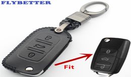 FLYBETTER Genuine Leather 3Button Folding Key Fob Protector Case Cover For Vw JettaMK6TiguanGolf 4 5 6PoloBoraPassat L4257210645