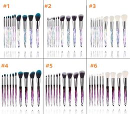 20set Diamond Shape Rainbow Handle 10pcs Makeup Brushes Set Professional Foundation Crystal diamond handle makeup brush 6styles i3616875